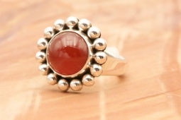 Artie Yellowhorse Carnelian Sterling Silver Ring